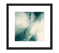 Artery8 Abstract Lines Flow Green 8X8 Inch Square Wooden Framed Wall Art Print Picture with Mount in Black Artery8 Black