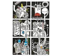 Artery8 Abstract Machines Chemistry Doodle Painting Art Print Canvas Premium Wall Decor Poster Mural