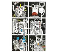 Artery8 Abstract Machines Chemistry Doodle Painting Large Wall Art Poster Print Thick Paper 18X24 Inch