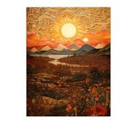 Artery8 Abstract Magical Autumn Sunset Landscape Painting Artwork Extra Large XL Wall Art Poster Print