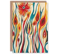 Artery8 Greeting Card Abstract Match Sticks Fire Flower Design Blaze Blank For Him Or Her Art Birthday Card