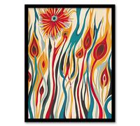 Artery8 Abstract Match Sticks Fire Flower Design Blaze Living Room Artwork Framed Wall Art Print A4