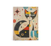 Artery8 Abstract Mid Century Modern Atomic Cat Canvas Wall Art Print in Beige | Size: W24" x H32" Artery8 Beige W24" x H32"