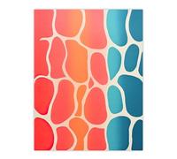 Wall Art Print Abstract Minimalist Coral Pink and Blue Poster Picture Artery8 Multi W24 inch x H32 inch