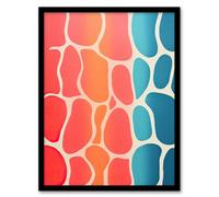 Wall Art Print Abstract Minimalist Coral Pink and Blue Framed Picture Artery8 Multi A4