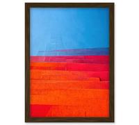Artery8 Abstract Minimalist Steps Painting Blue Purple Pink Orange Red Artwork Framed Wall Art Print A4 in Brown Artery8 Brown