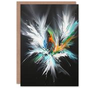 Artery8 Greeting Card Abstract Modern Art Paint Splat Dark Feathers Blank For Him Or Her Art Birthday Card