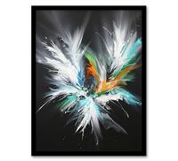 Artery8 Abstract Modern Art Paint Splat Dark Feathers Living Room Artwork Framed Wall Art Print 18X24 Inch