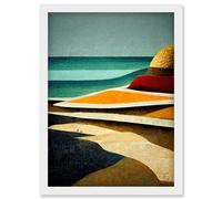 Artery8 Abstract Modern Beach Ocean Coastal Africa Artwork Framed Wall Art Print A4 in White Artery8 White