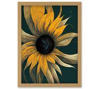 Doppelganger33 LTD Abstract Modern Sunflower Black Yellow Artwork Framed Wall Art Print A4