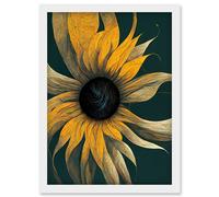 Doppelganger33 LTD Abstract Modern Sunflower Black Yellow Artwork Framed Wall Art Print A4