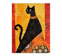 Artery8 Abstract Modernist Cat Lover Pet Hepcat Portrait Living Room Extra Large XL Wall Art Poster Print