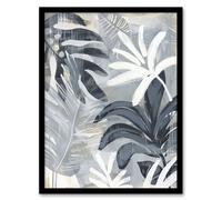 Abstract Monstera Plant Lover Leaves Painting Framed Art Print Artery8 Grey A4