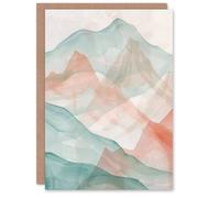 Artery8 Abstract Mont Blanc Mountain Hills Watercolour Birthday Art Card Artery8 Multicolor