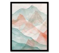 Artery8 Abstract Mont Blanc Mountain Hills Watercolour Framed Art Print | Size: A4 Artery8 Multicolor A4