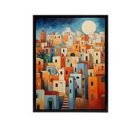 Artery8 Abstract Morocco Cityscape Framed Canvas Wall Art Print | Size: W12" x H16" Artery8 Multicolor W12" x H16"