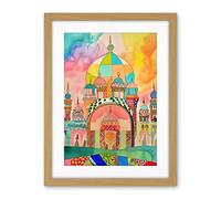 Artery8 Abstract Mosque Islam Folk Art Artwork Framed Wall Art Print 18X24 Inch