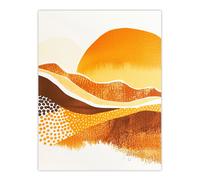 Artery8 Abstract Mountains Sunset Amber Orange Landscape Living Room Extra Large XL Wall Art Poster Print