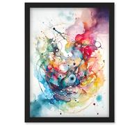 Artery8 Abstract Organic Form Multicolour Splatter Paint Art Modern Watercolour Painting Artwork Framed Wall Art Print A4 in Black Artery8 Black