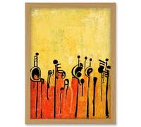 Doppelganger33 LTD Abstract Music Band Figures In Warm Acrylic Tones Musical Artwork Framed Wall Art Print A4