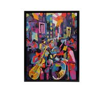Artery8 Abstract New Orleans Jazz Festival Musicians Framed Canvas Wall Art Print | Size: W12" x H16" Artery8 Multicolor W12" x H16"