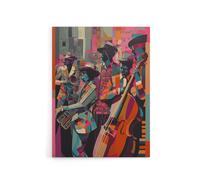 Artery8 Abstract New Orleans Jazz Musicians Canvas Wall Art Print | Size: W12" x H16" Artery8 Multicolor W12" x H16"