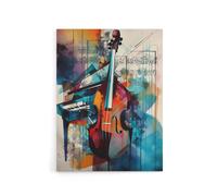 Artery8 Abstract Notes Violin & Piano Canvas Wall Art Print | Size: W24" x H32" Artery8 Multicolor W24" x H32"