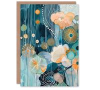 Artery8 Greeting Card Abstract Ocean Flower Garden Artwork Floral Sea For Her Woman Birthday Card