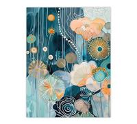 Artery8 Abstract Ocean Flower Garden Artwork Floral Sea Living Room Extra Large XL Wall Art Poster Print