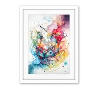 Artery8 Abstract Organic Form Multicolour Splatter Paint Art Modern Watercolour Painting Artwork Framed Wall Art Print 18X24 Inch