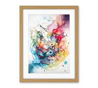 Artery8 Abstract Organic Form Multicolour Splatter Paint Art Modern Watercolour Painting Artwork Framed Wall Art Print 18X24 Inch
