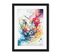 Artery8 Abstract Organic Form Multicolour Splatter Paint Art Modern Watercolour Painting Artwork Framed Wall Art Print 18X24 Inch
