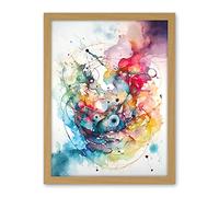 Artery8 Abstract Organic Form Multicolour Splatter Paint Art Modern Watercolour Painting Artwork Framed Wall Art Print 18X24 Inch