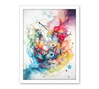 Artery8 Abstract Organic Form Multicolour Splatter Paint Art Modern Watercolour Painting Artwork Framed Wall Art Print 18X24 Inch