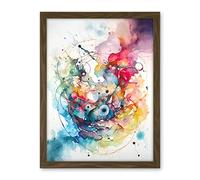 Artery8 Abstract Organic Form Multicolour Splatter Paint Art Modern Watercolour Painting Artwork Framed Wall Art Print 18X24 Inch