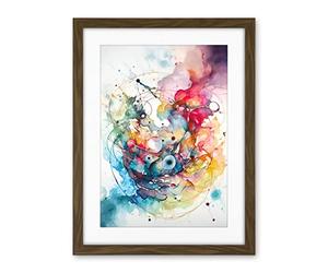 Artery8 Abstract Organic Form Multicolour Splatter Paint Art Modern Watercolour Painting Artwork Framed Wall Art Print 18X24 Inch