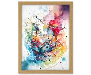 Artery8 Abstract Organic Form Multicolour Splatter Paint Art Modern Watercolour Painting Artwork Framed A3 Wall Art Print