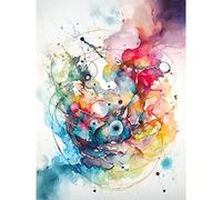 Artery8 Abstract Organic Form Multicolour Splatter Paint Art Modern Watercolour Painting Large Wall Art Poster Print Thick Paper 18X24 Inch