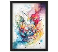 Artery8 Abstract Organic Form Multicolour Splatter Paint Art Modern Watercolour Painting Wall Art Print - A4 Size