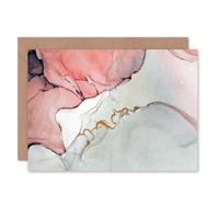 Wee Blue Coo Abstract Paint With Pink Grey Greeting Card With Envelope Inside Premium Quality