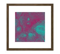 Artery8 Abstract Paint Purple Green Flow 8X8 Inch Square Wooden Framed Wall Art Print Picture with Mount in Brown Artery8 Brown
