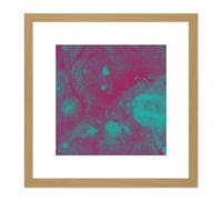 Artery8 Abstract Paint Purple Green Flow 8X8 Inch Square Wooden Framed Wall Art Print Picture with Mount in Light Oak Artery8 Light Oak