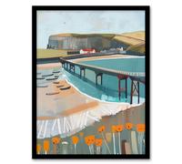 Artery8 Abstract Painting Hunt Cliff Saltburn Yorkshire Framed Art Print | Size: A4 Artery8 Multicolor A4