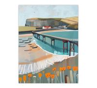 Artery8 Abstract Painting Hunt Cliff Saltburn Yorkshire Wall Art Print | Size: W12" x H16" Artery8 Multicolor W12" x H16"