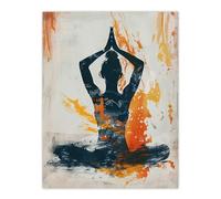 Artery8 Abstract Painting Woman in Yoga Pose Orange Living Room Unframed Wall Art Print Poster Home Decor Premium