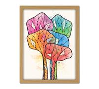 Artery8 Abstract Patterned Alien Flower Illustration Painting Artwork Framed Wall Art Print 18X24 Inch