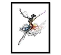 Artery8 Abstract Pen & Ink Line Art Ballerina Dance Framed Art Print in Black | Size: A4 Artery8 Black A4