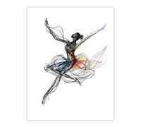 Abstract Pen and Ink Line Art Ballerina Dance Wall Art Print Artery8 Black W24 inch x H32 inch