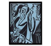 Artery8 Abstract Pianist & Singer Kirchner Framed Wall Art Print in Blue | Size: A3 Artery8 Blue A3