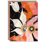 Artery8 Abstract Pink Orange Flowers Artwork Floral Boho Birthday Art Card Artery8 Multicolor